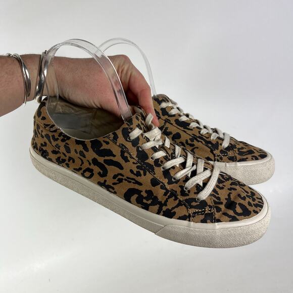 Madewell Sidewalk Low Top Sneaker women's 9 Leopard Print Recycled Canvas shoes - Picture 10 of 12